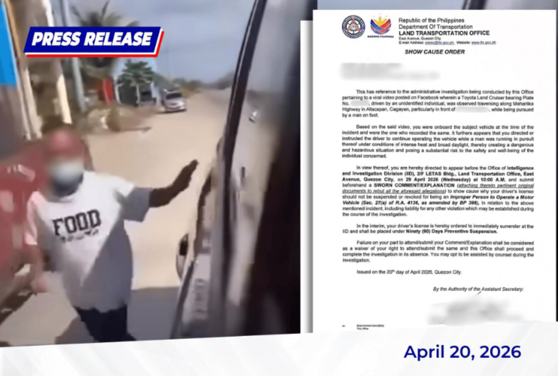 LTO summons prank vlogger and driver after gas station chase — Freedom to create or abuse for views?